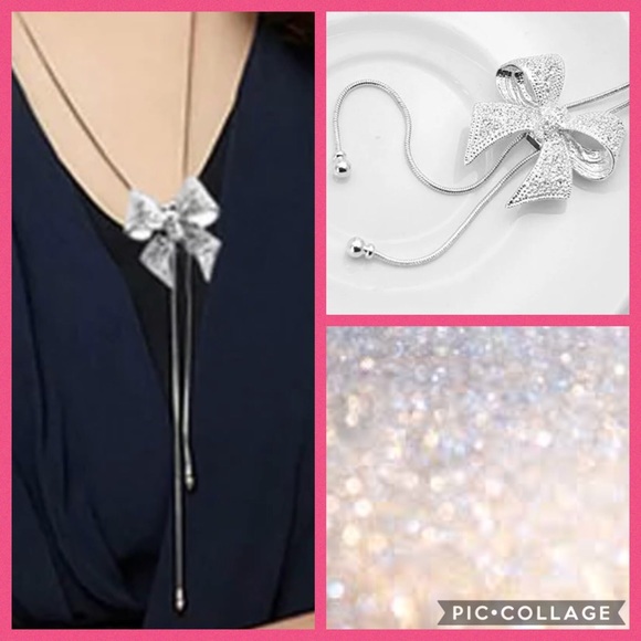 Jewelry - Gorgeous Silver Bow Tassel Necklace